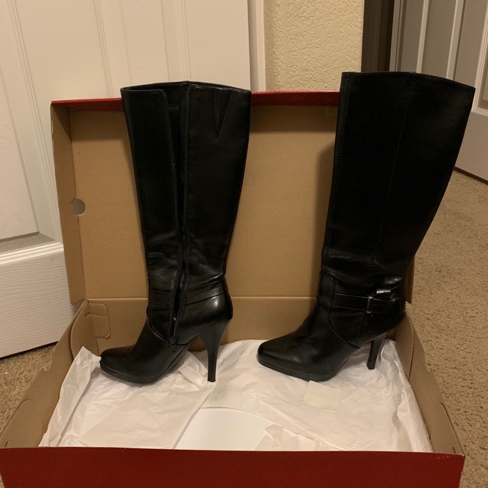 Worthington Knee High Black Leather Boots